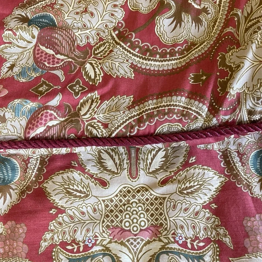 Vintage Ralph Lauren Jardiniere Queen / Full Red Sateen Comforter‎ Made In Italy